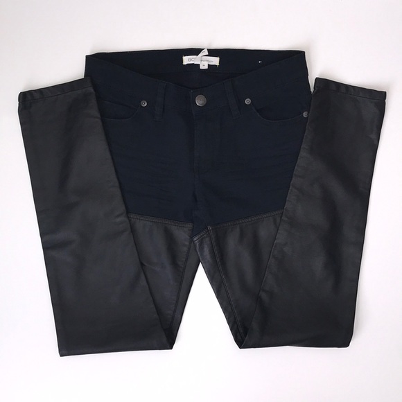 BCBGeneration Denim - BCBG Dark Denim Faux Leather Jeans NWOT--A1